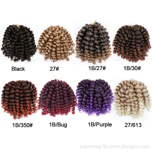 High Quality Wand Curl Crochet Hair Extensions Wand Curling Braid 8 Inch Synthetic Fiber Solid And Mix Color Blonde Bug Black